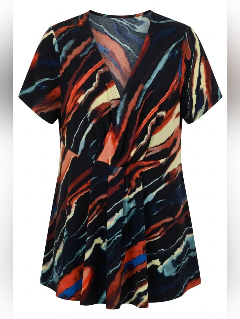 PLUS-​  Torrid Abstract Marble Print Surplice Babydoll Top